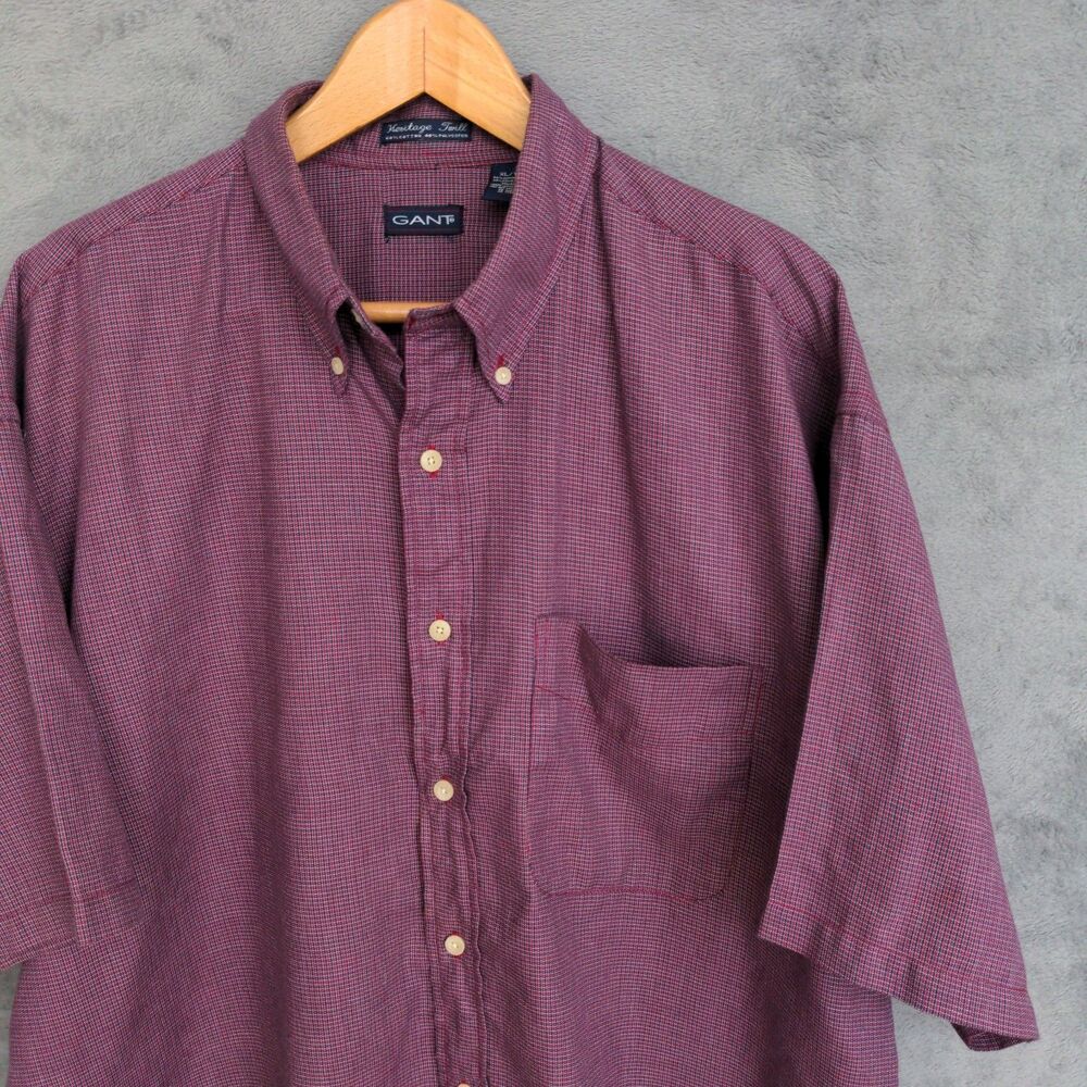 GANT Heritage Twill Button Down Shirt Men's XL Red White & Blue Micro Check